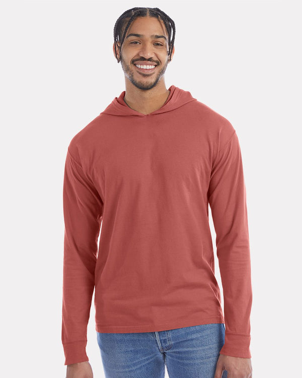 ComfortWash by Hanes GDH280 Unisex Garment-Dyed Jersey Hooded Long Sleeve T-Shirt