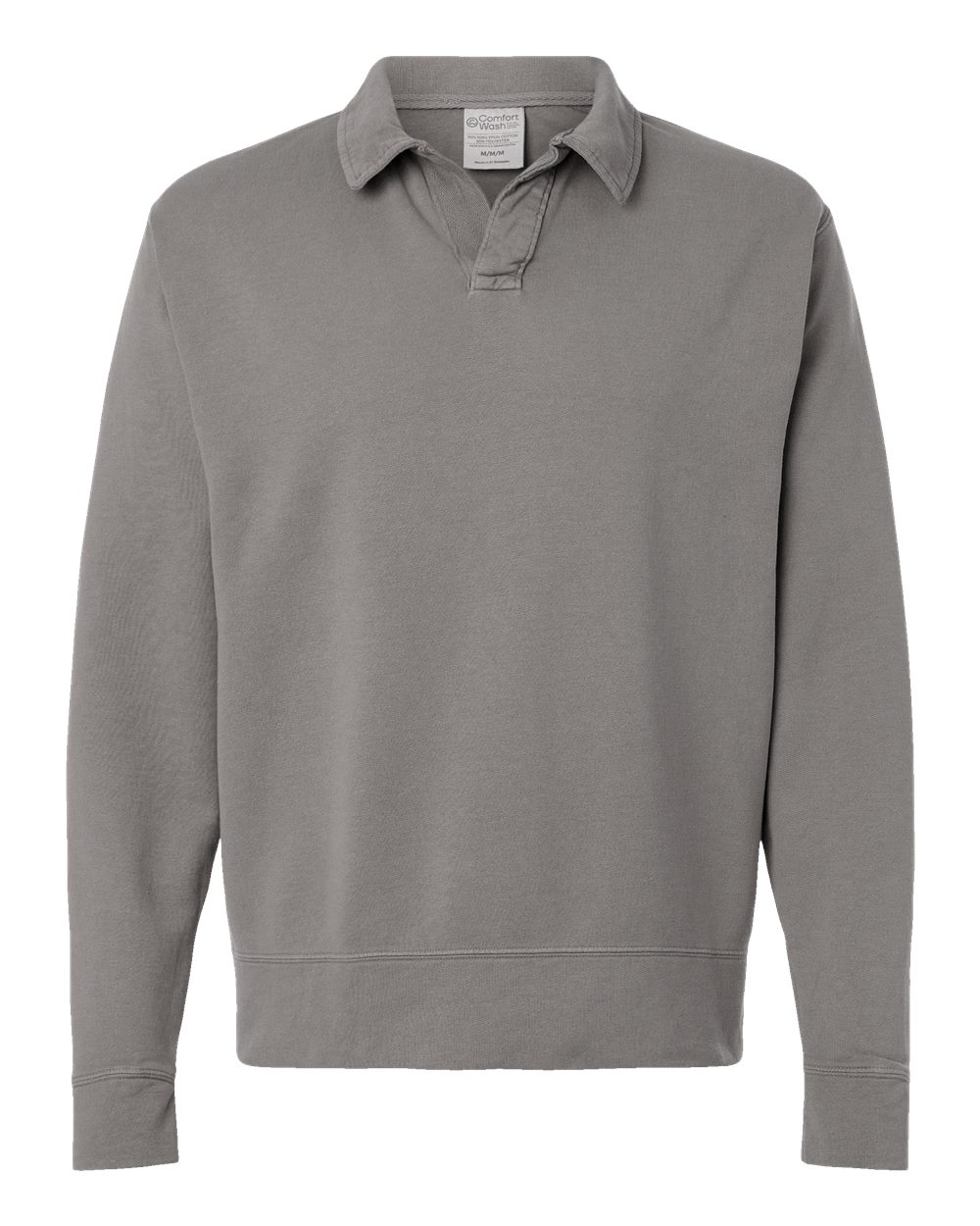 ComfortWash by Hanes GDH490 Unisex Garment-Dyed Polo Collar Sweatshirt in Concrete Grey
