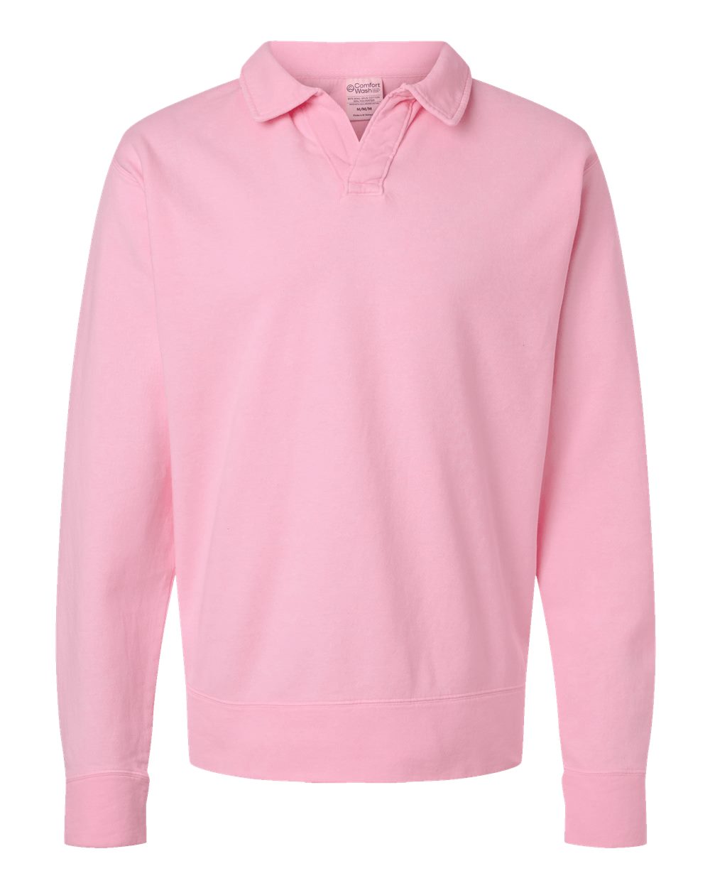 ComfortWash by Hanes GDH490 Unisex Garment-Dyed Polo Collar Sweatshirt in Cotton Candy