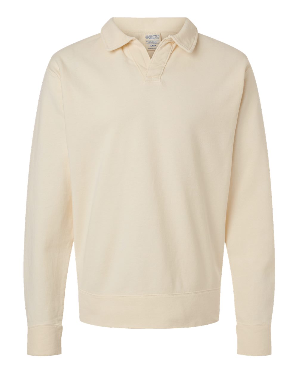ComfortWash by Hanes GDH490 Unisex Garment-Dyed Polo Collar Sweatshirt in Parchment