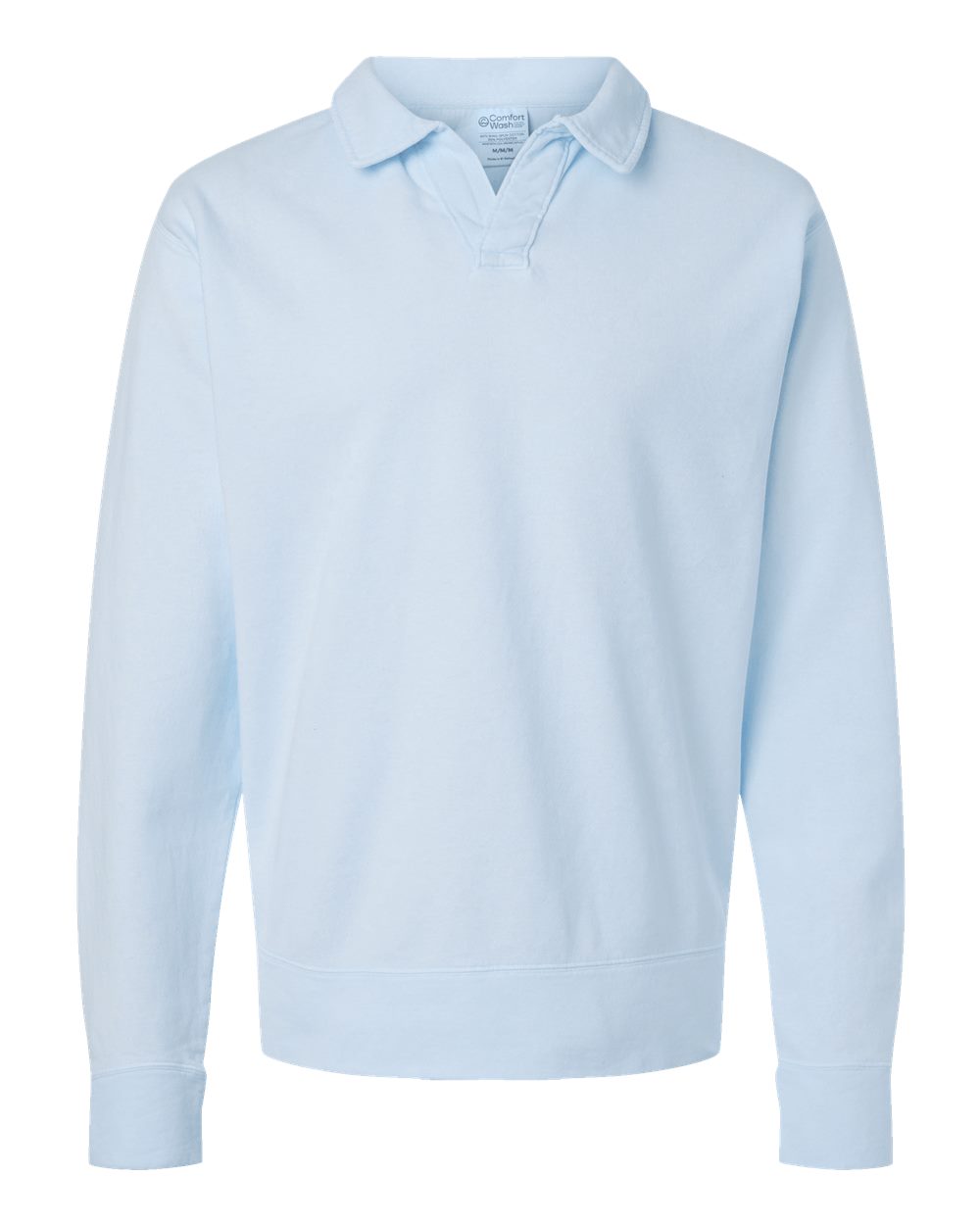 ComfortWash by Hanes GDH490 Unisex Garment-Dyed Polo Collar Sweatshirt in Soothing Blue