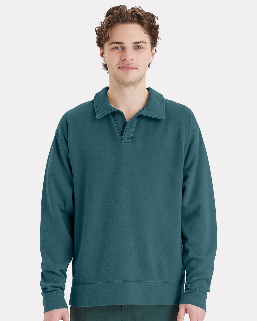 ComfortWash by Hanes GDH490 Unisex Garment-Dyed Polo Collar Sweatshirt