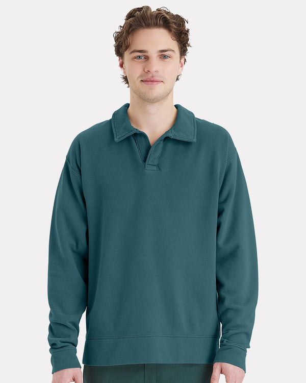 ComfortWash by Hanes GDH490 Unisex Garment-Dyed Polo Collar Sweatshirt
