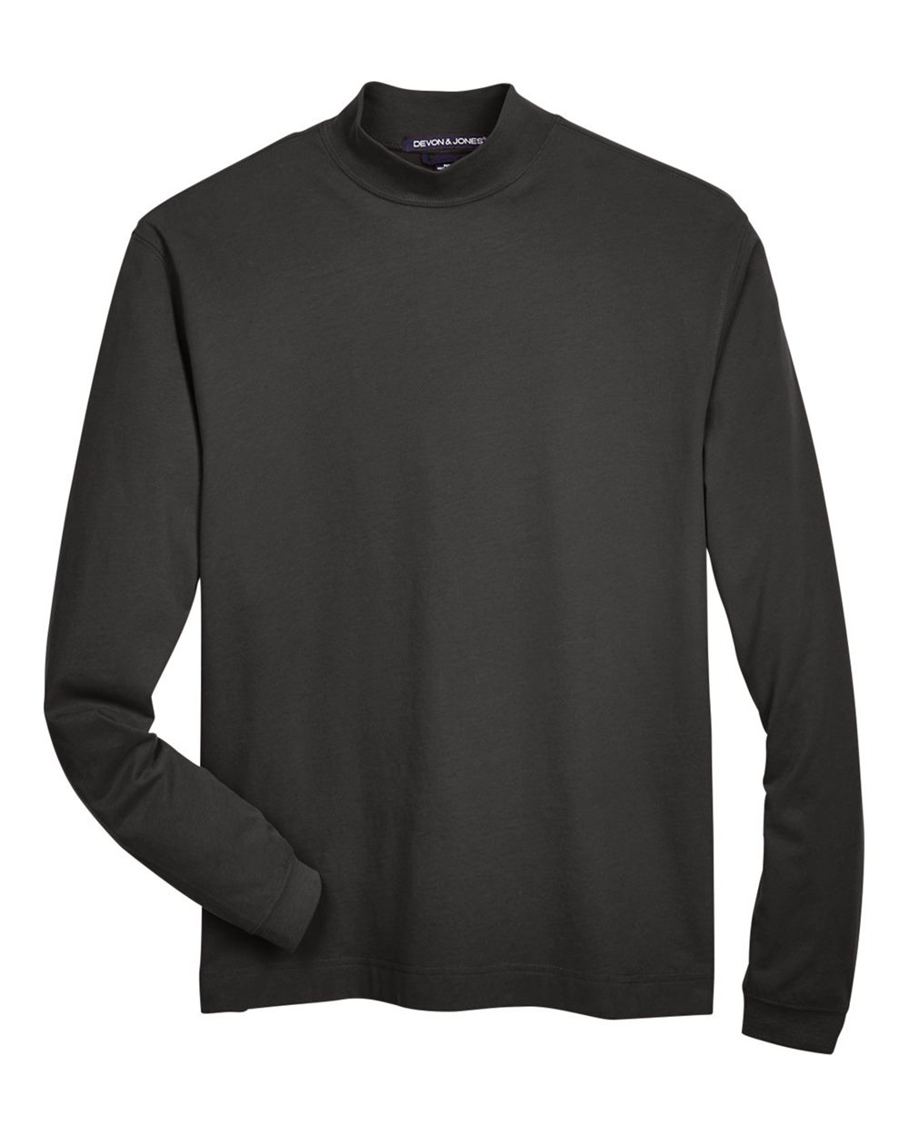 Devon & Jones D420 Unisex Sueded Jersey Mock Neck T-Shirt in Black