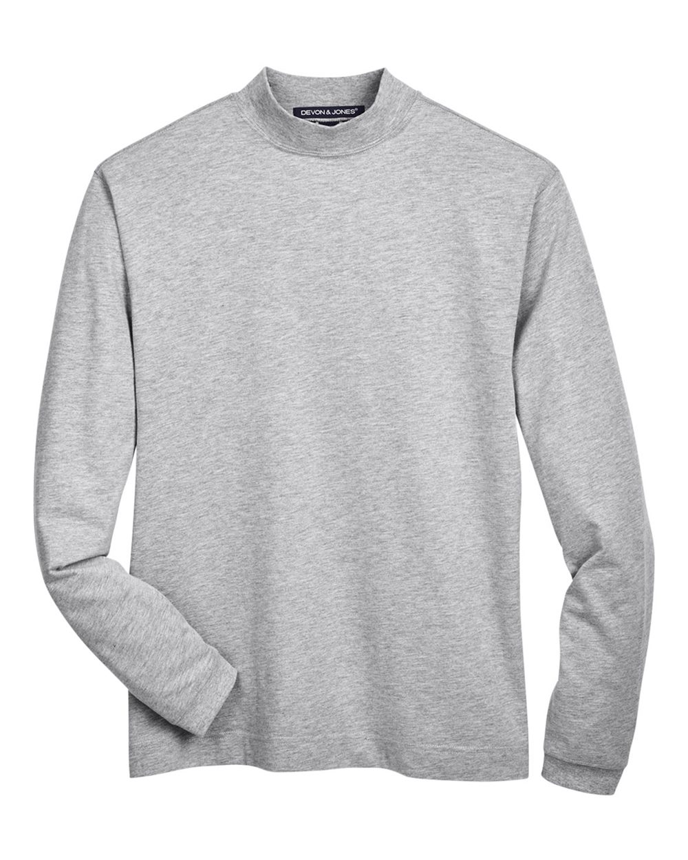 Devon & Jones D420 Unisex Sueded Jersey Mock Neck T-Shirt in Grey Heather