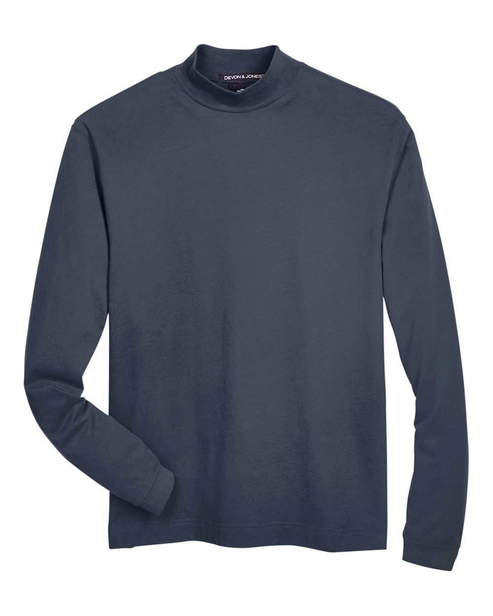 Devon & Jones D420 Unisex Sueded Jersey Mock Neck T-Shirt in Navy