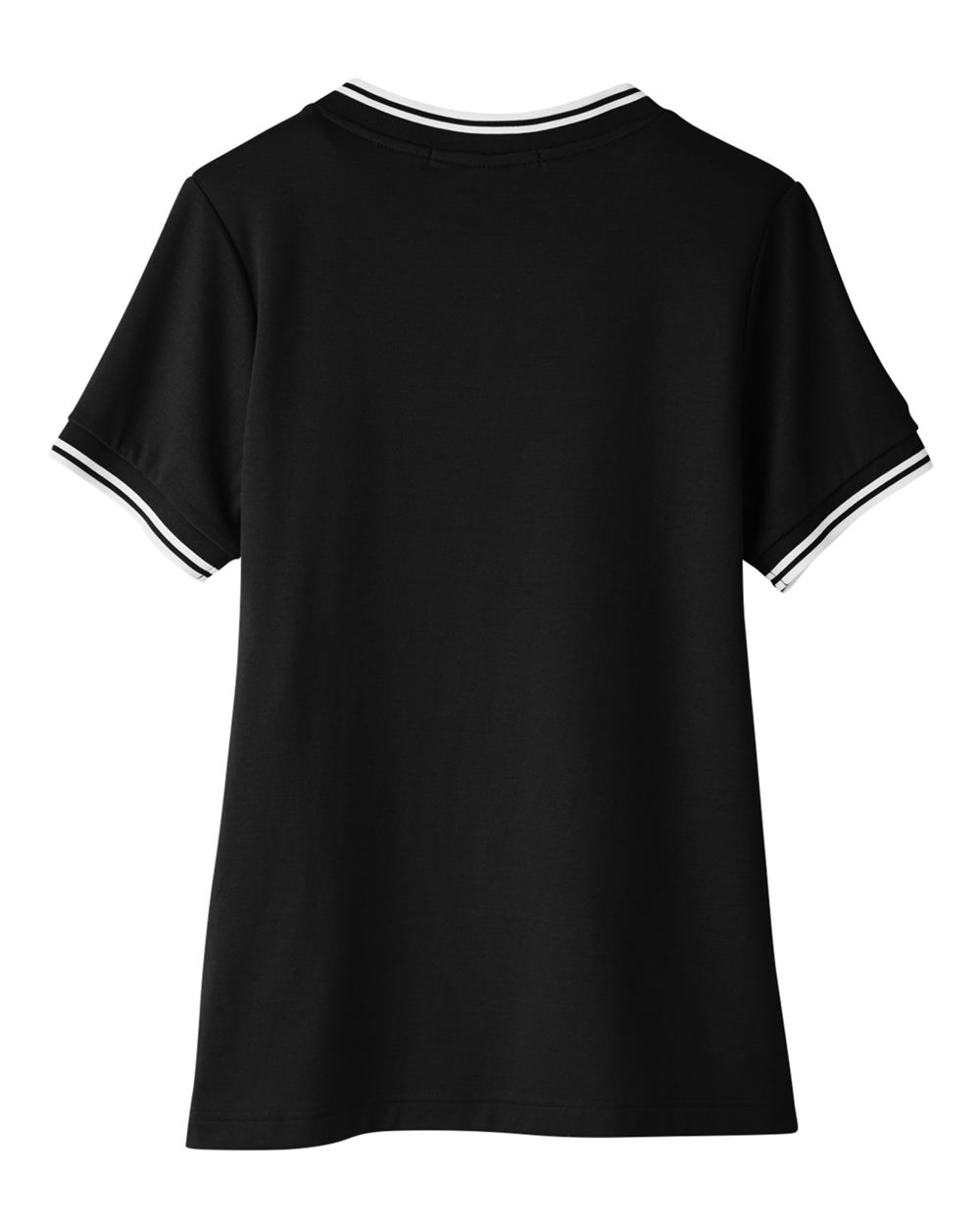 Devon & Jones DG20CW Women's CrownLux Performance® Plaited Tipped V-Neck Shirt in Black/ White, back