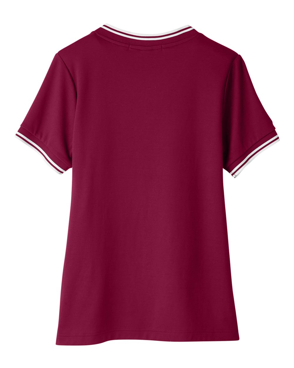 Devon & Jones DG20CW Women's CrownLux Performance® Plaited Tipped V-Neck Shirt in Burgundy/ White, back
