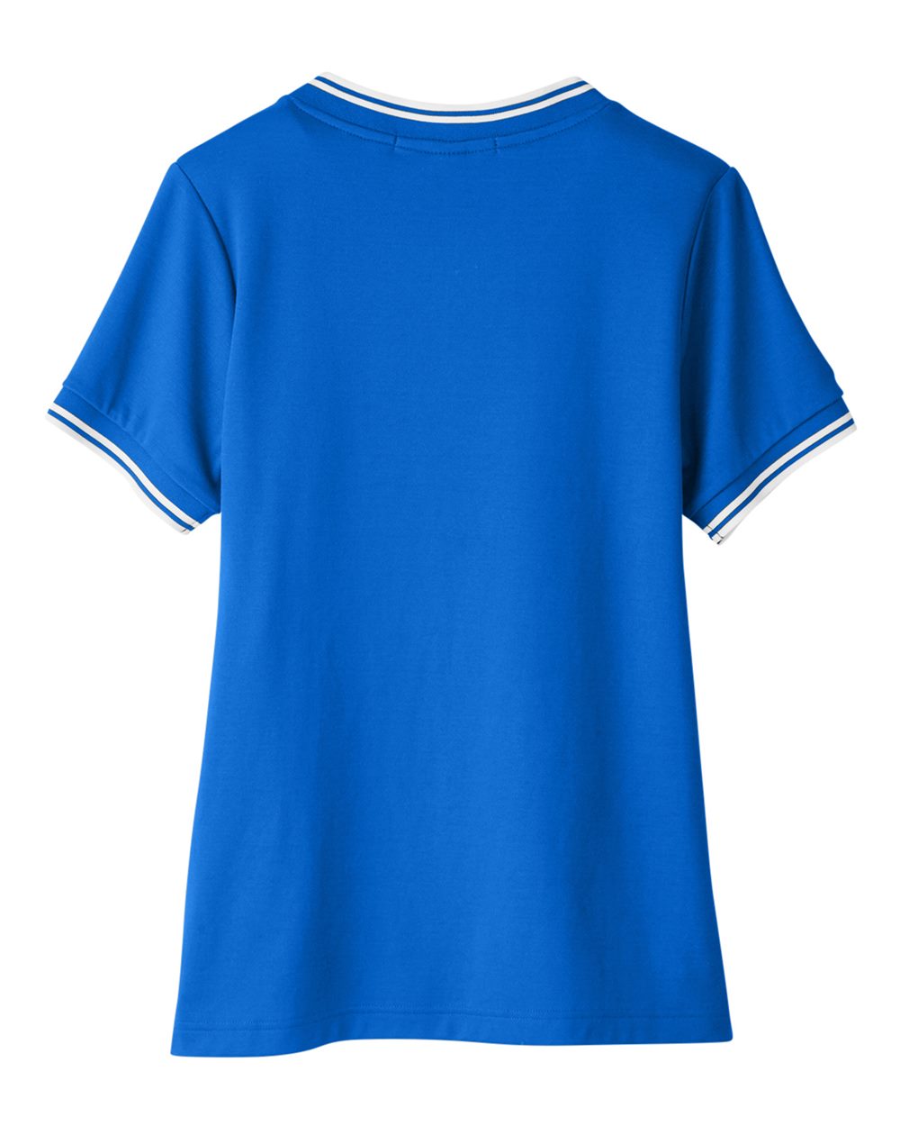 Devon & Jones DG20CW Women's CrownLux Performance® Plaited Tipped V-Neck Shirt in French Blue/ White, back