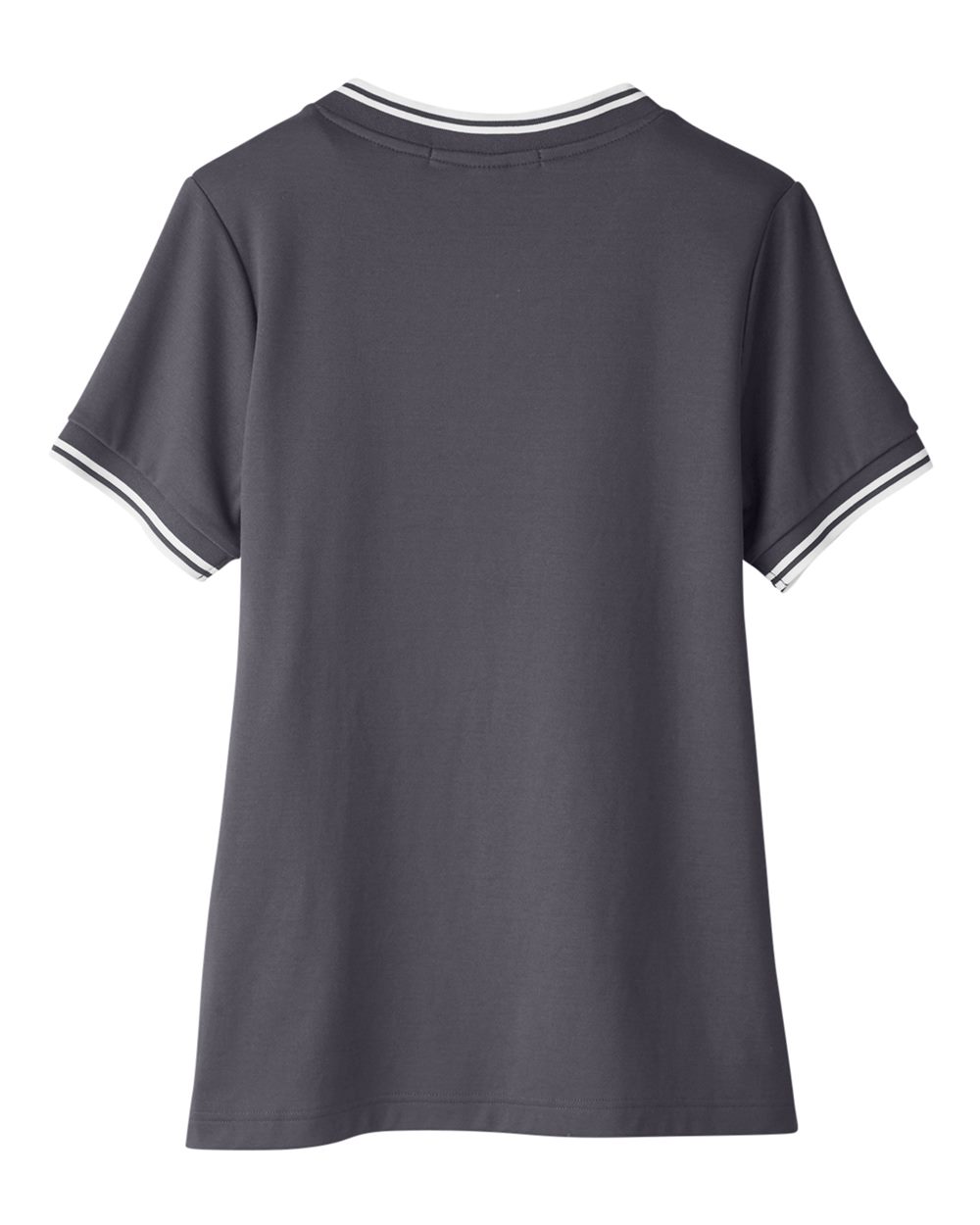 Devon & Jones DG20CW Women's CrownLux Performance® Plaited Tipped V-Neck Shirt in Graphite/ White, back