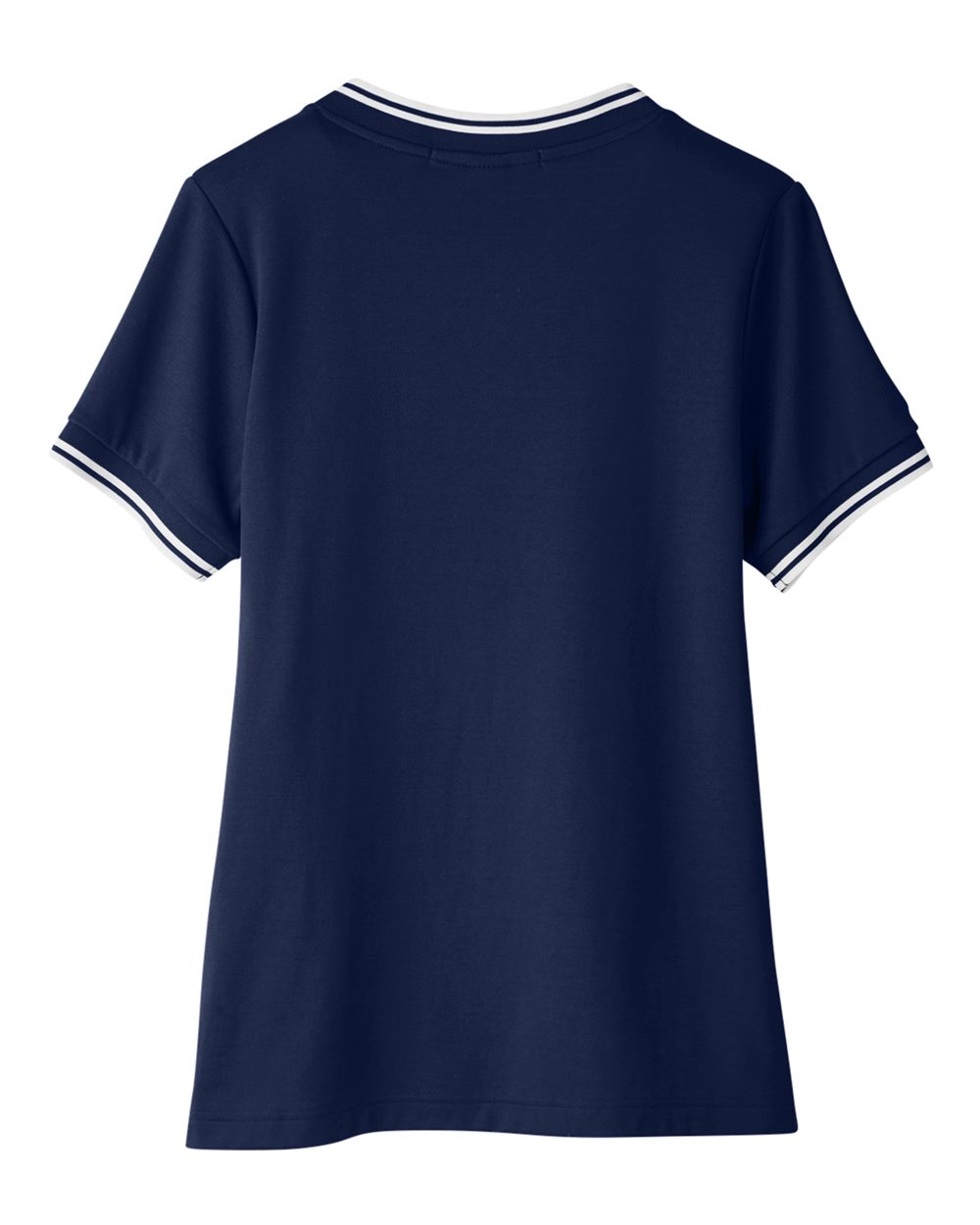 Devon & Jones DG20CW Women's CrownLux Performance® Plaited Tipped V-Neck Shirt in Navy/ White, back