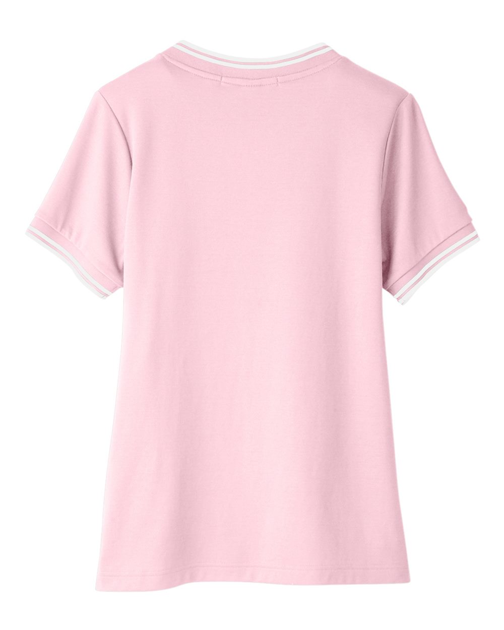 Devon & Jones DG20CW Women's CrownLux Performance® Plaited Tipped V-Neck Shirt in Pink/ White, back