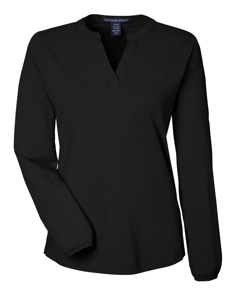 Devon & Jones DP122W Women's Raleigh Half-Placket Knit Top in Black