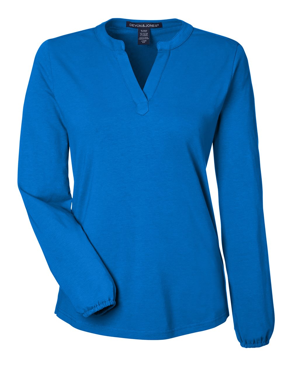 Devon & Jones DP122W Women's Raleigh Half-Placket Knit Top in French Blue