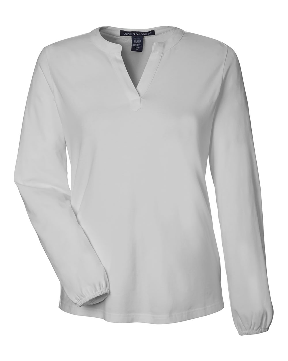 Devon & Jones DP122W Women's Raleigh Half-Placket Knit Top in Grey