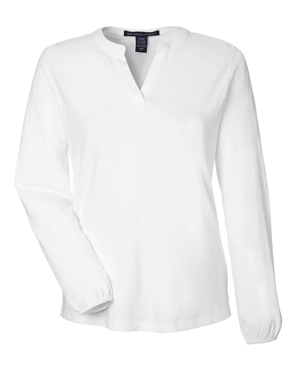 Devon & Jones DP122W Women's Raleigh Half-Placket Knit Top in White