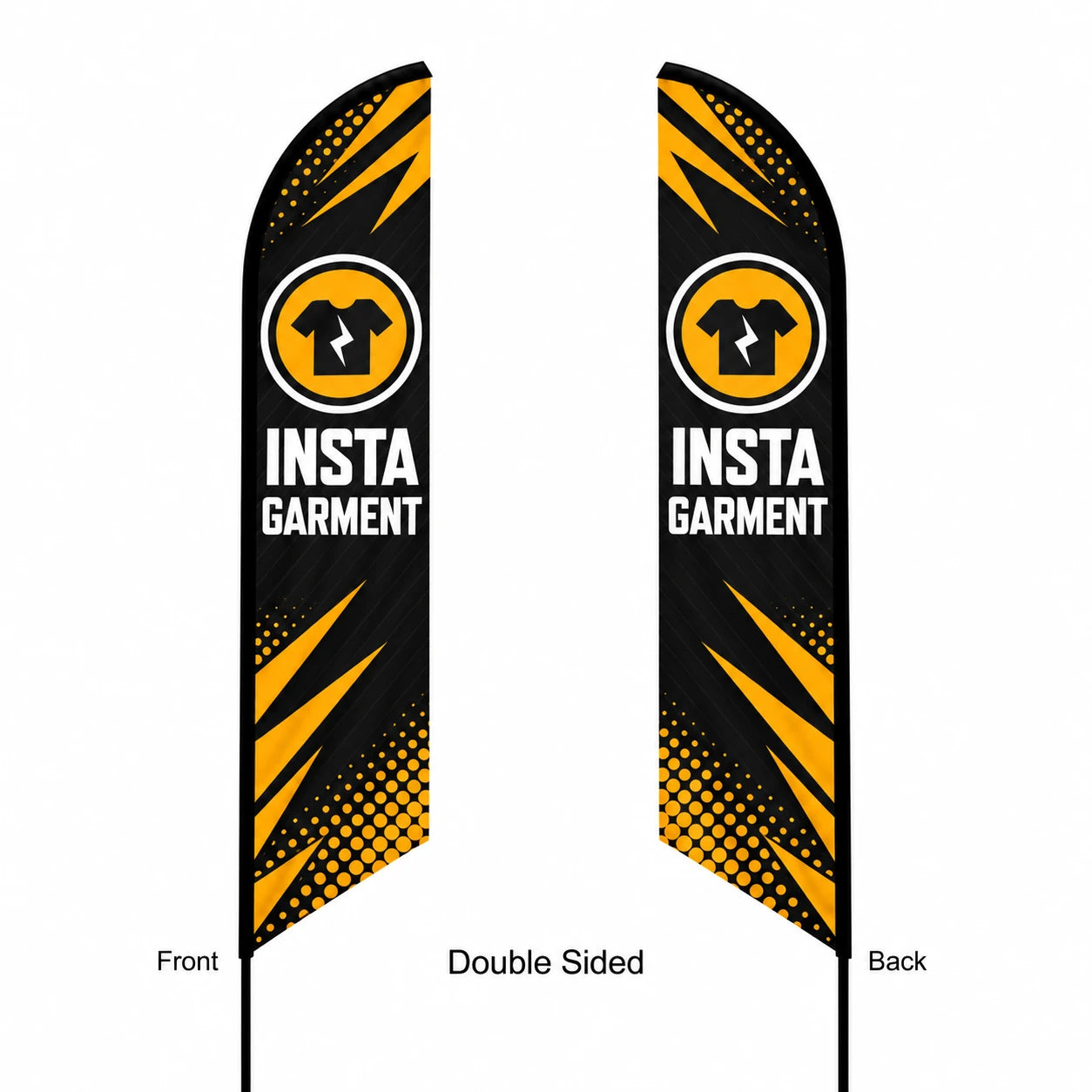 Feather Angled Flag 18ft, Double Sided, front and back view