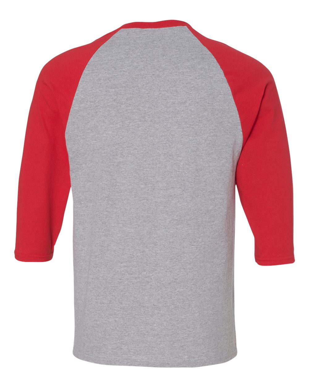 Gildan 5700 Unisex Heavy Cotton™ Raglan Three-Quarter Sleeve T-Shirt in Sport Grey/ Red, back