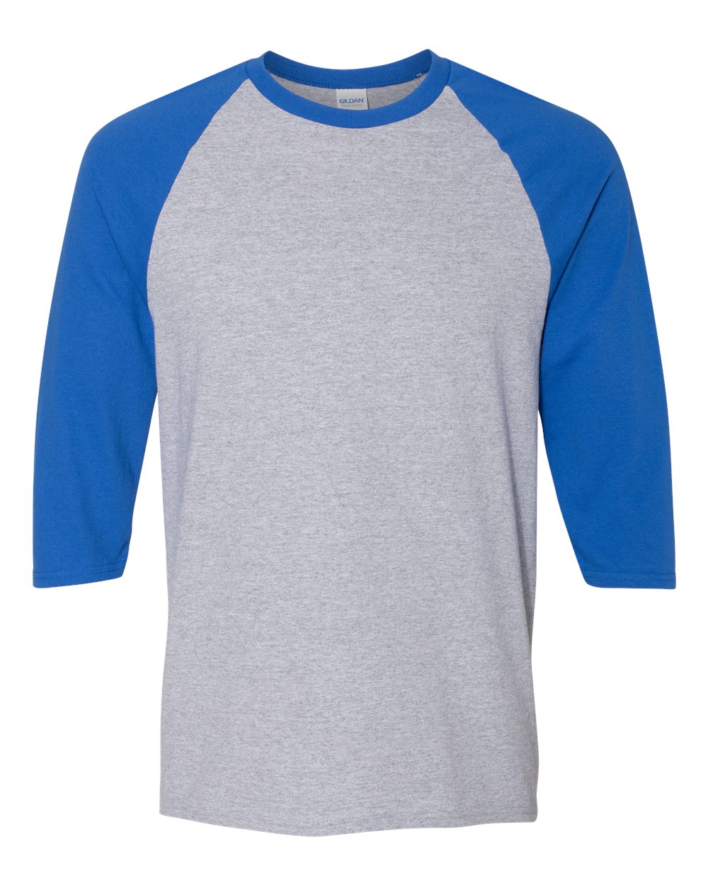 Gildan 5700 Unisex Heavy Cotton™ Raglan Three-Quarter Sleeve T-Shirt in Sport Grey/ Royal