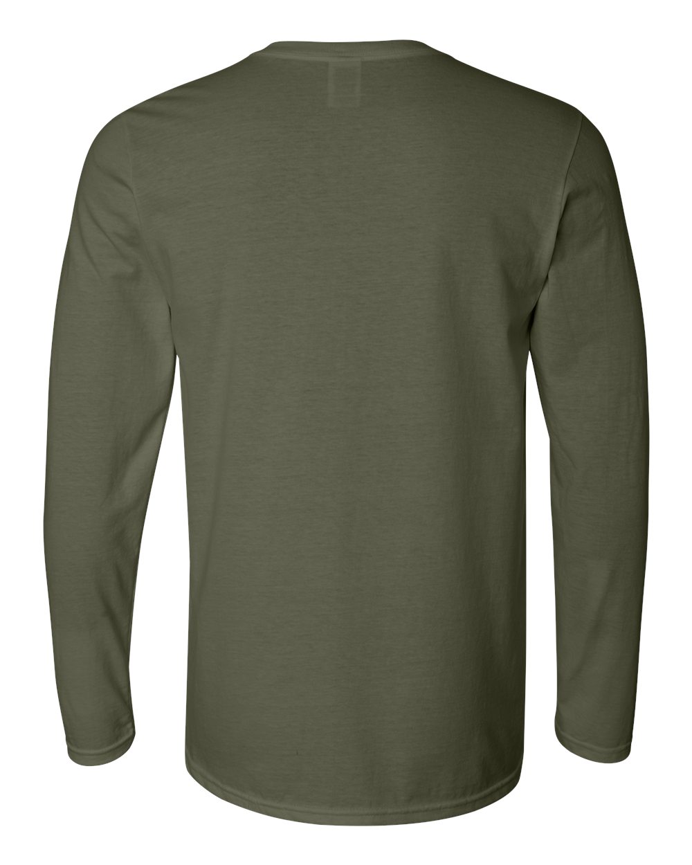 Gildan 64400 Unisex Softstyle® Long Sleeve T-Shirt in Military Green, back