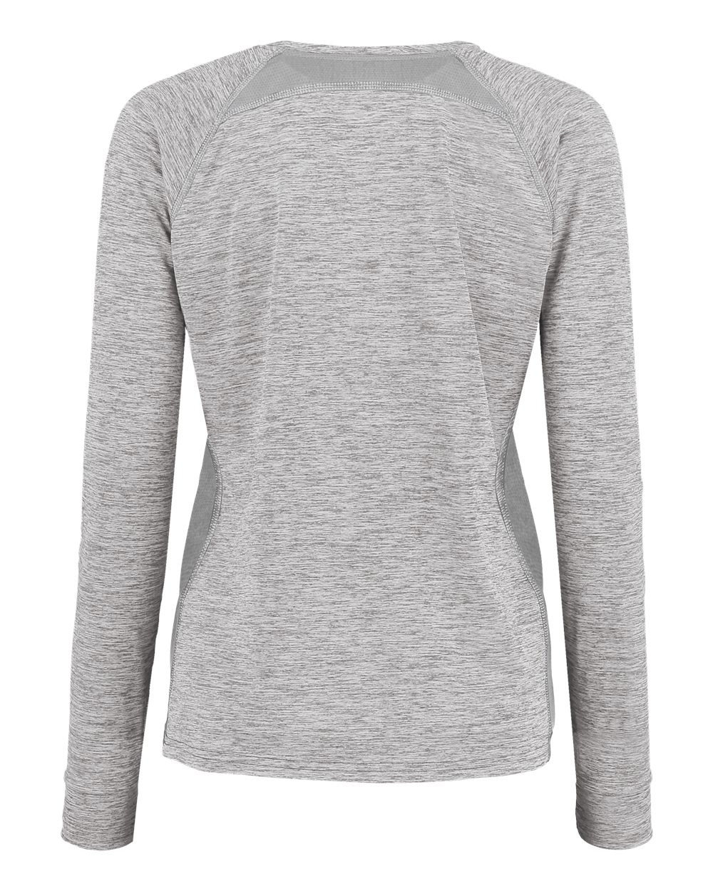 Holloway 222770 Women's Electrify CoolCore® Long Sleeve V-Neck T-Shirt in Athletic Grey Heather, back