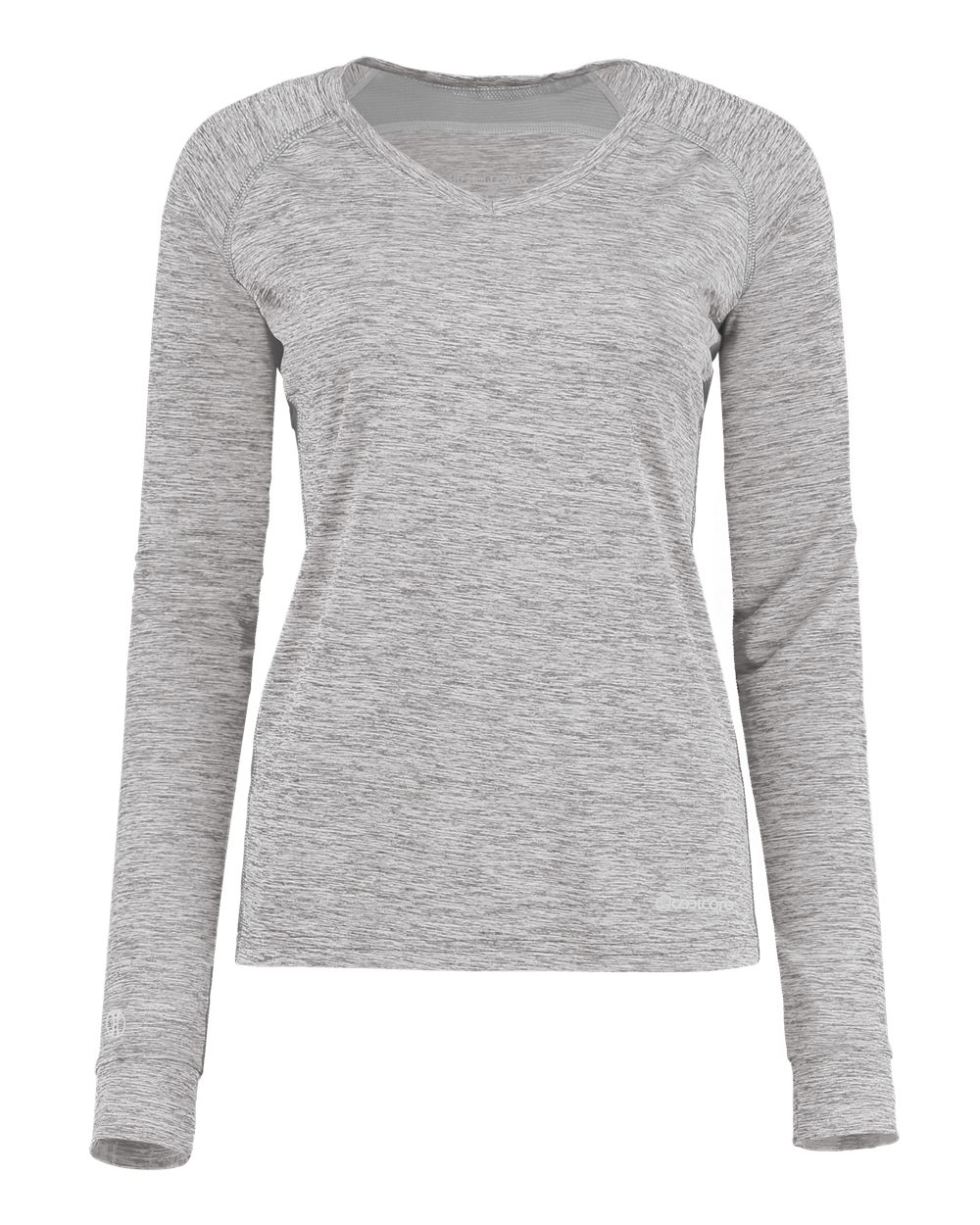 Holloway 222770 Women's Electrify CoolCore® Long Sleeve V-Neck T-Shirt in Athletic Grey Heather