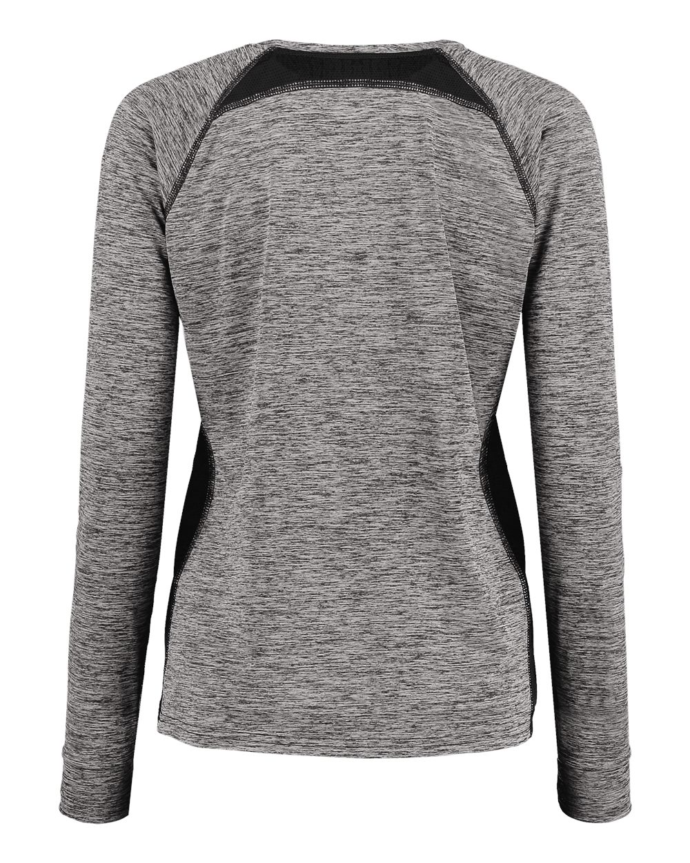 Holloway 222770 Women's Electrify CoolCore® Long Sleeve V-Neck T-Shirt in Black Heather, back