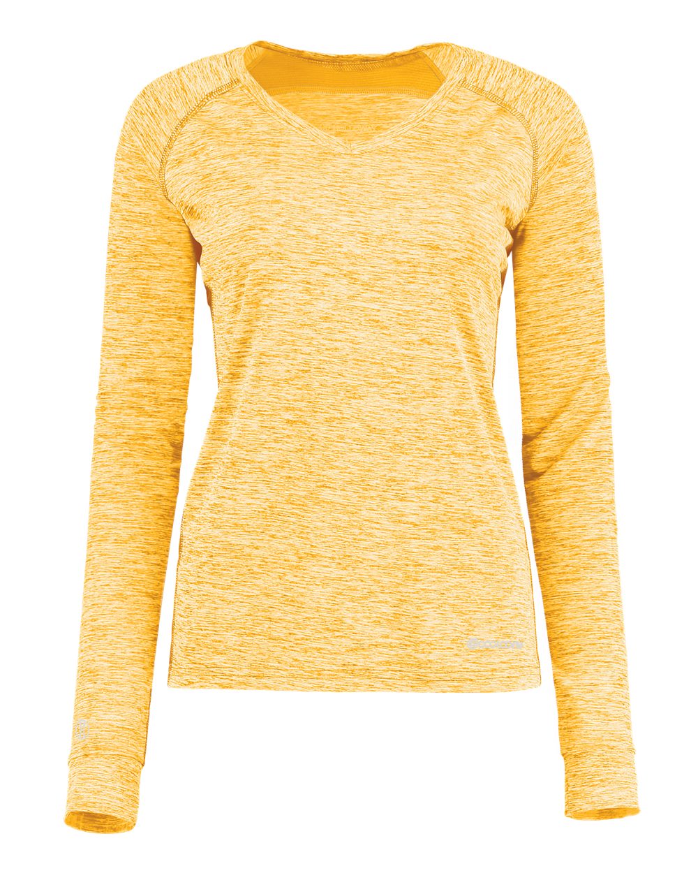 Holloway 222770 Women's Electrify CoolCore® Long Sleeve V-Neck T-Shirt in Gold Heather
