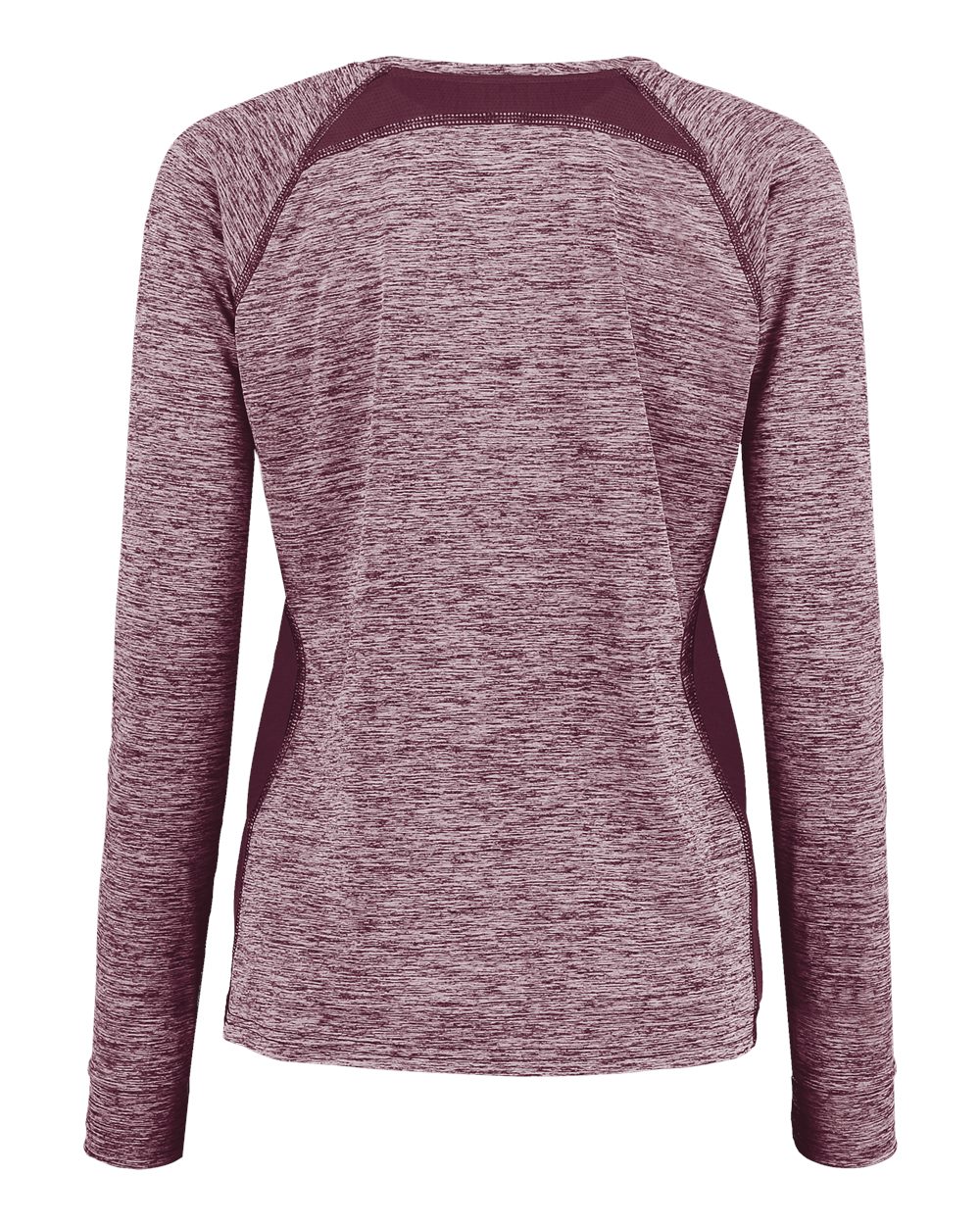Holloway 222770 Women's Electrify CoolCore® Long Sleeve V-Neck T-Shirt in Maroon Heather, back