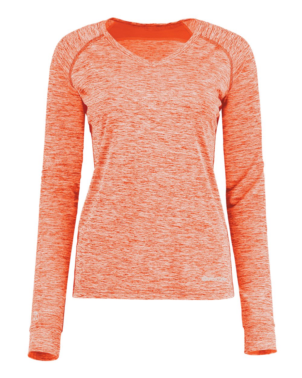 Holloway 222770 Women's Electrify CoolCore® Long Sleeve V-Neck T-Shirt in Orange Heather