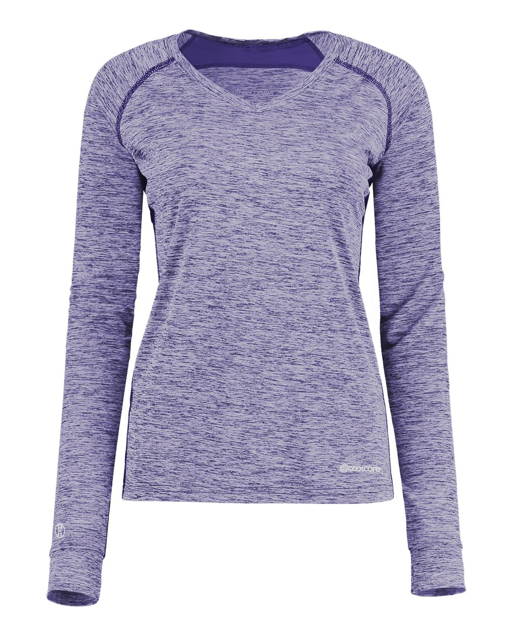 Holloway 222770 Women's Electrify CoolCore® Long Sleeve V-Neck T-Shirt in Purple Heather