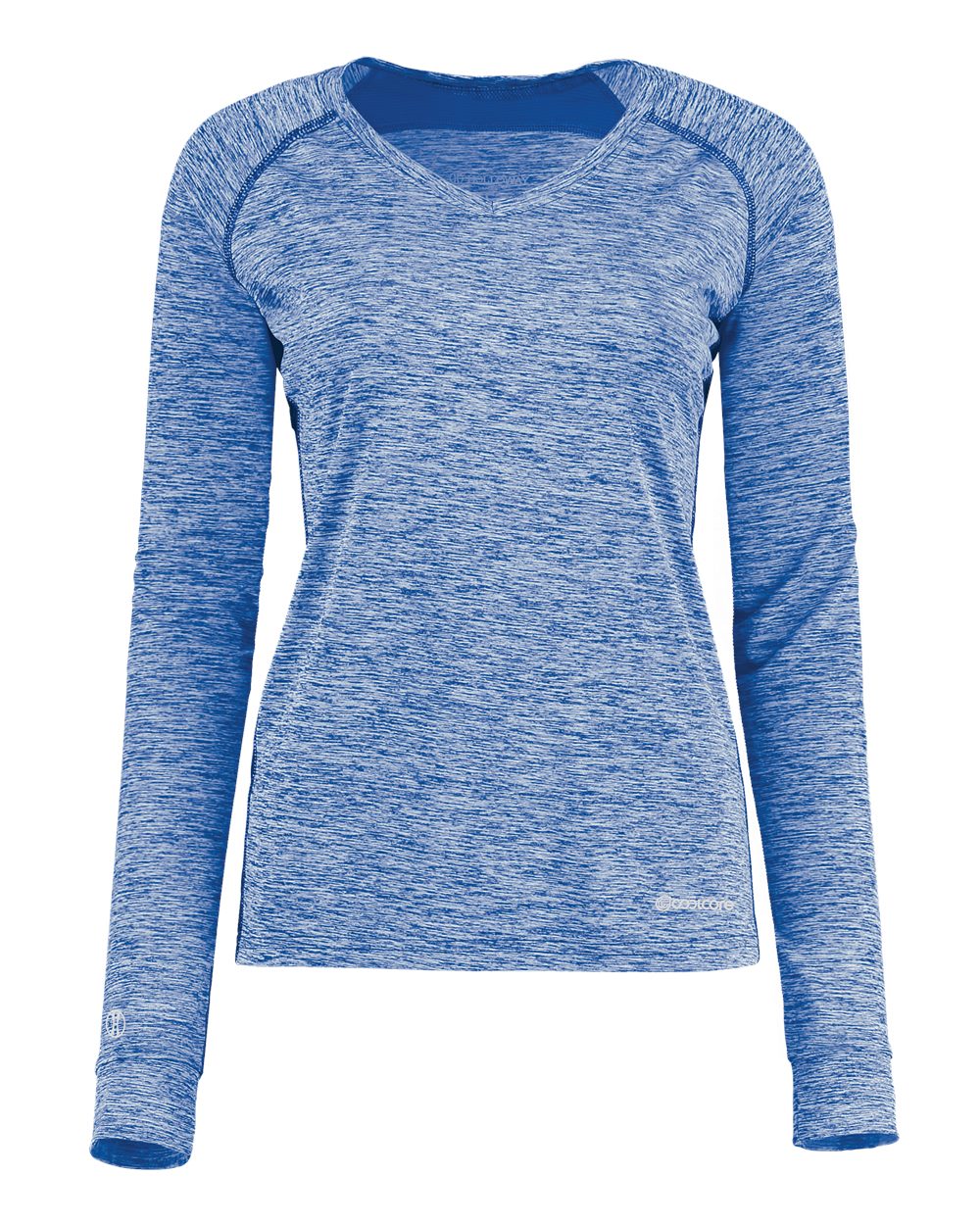 Holloway 222770 Women's Electrify CoolCore® Long Sleeve V-Neck T-Shirt in Royal Heather