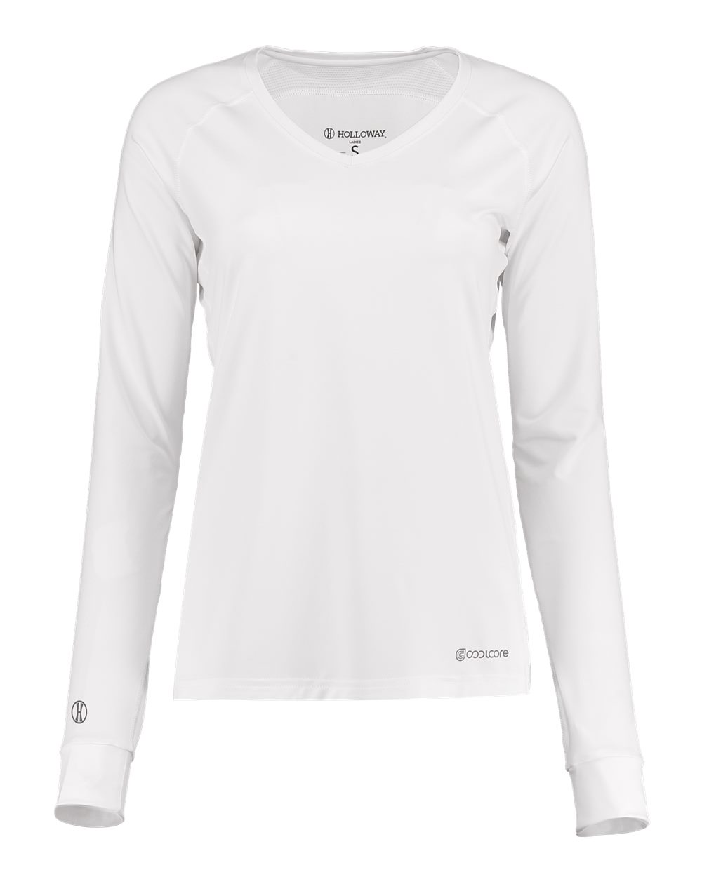 Holloway 222770 Women's Electrify CoolCore® Long Sleeve V-Neck T-Shirt in White