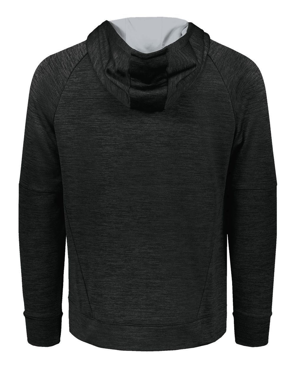Holloway 223580 Men's All-Pro Performance Fleece Hooded Sweatshirt in Black Heather/ Silver, back