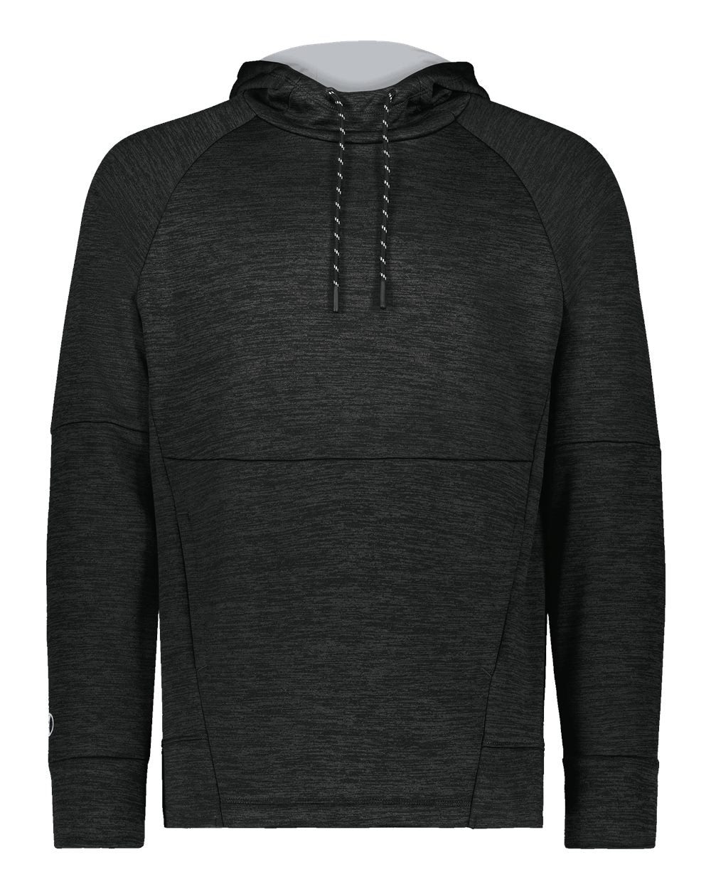Holloway 223580 Men's All-Pro Performance Fleece Hooded Sweatshirt in Black Heather/ Silver