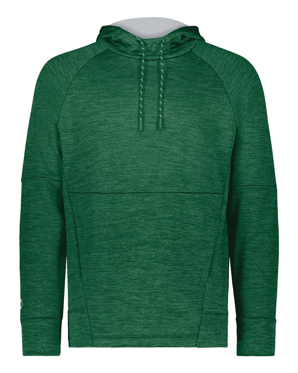 Holloway 223580 Men's All-Pro Performance Fleece Hooded Sweatshirt in Dark Green Heather/ Silver