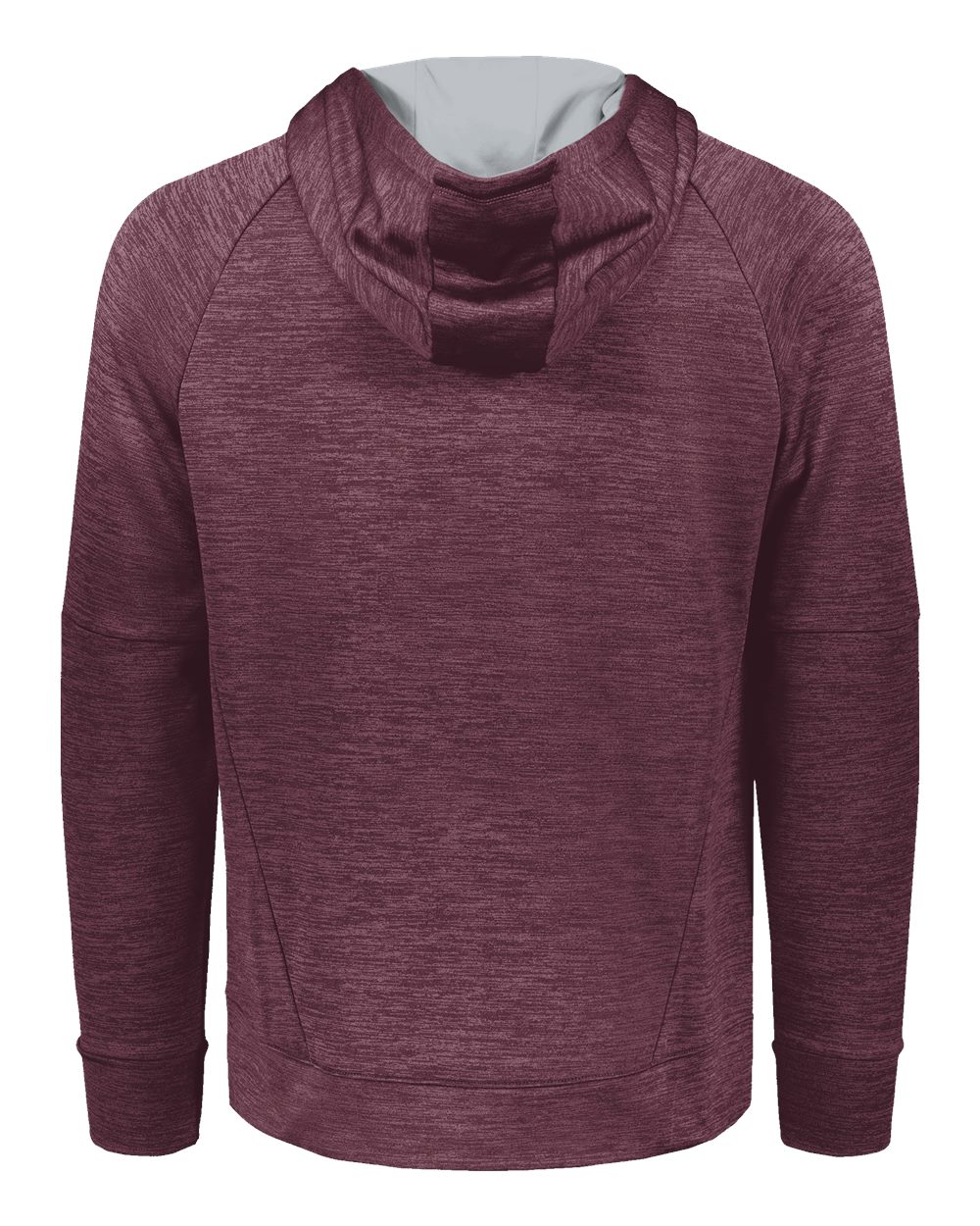 Holloway 223580 Men's All-Pro Performance Fleece Hooded Sweatshirt in Maroon Heather/ Silver, back