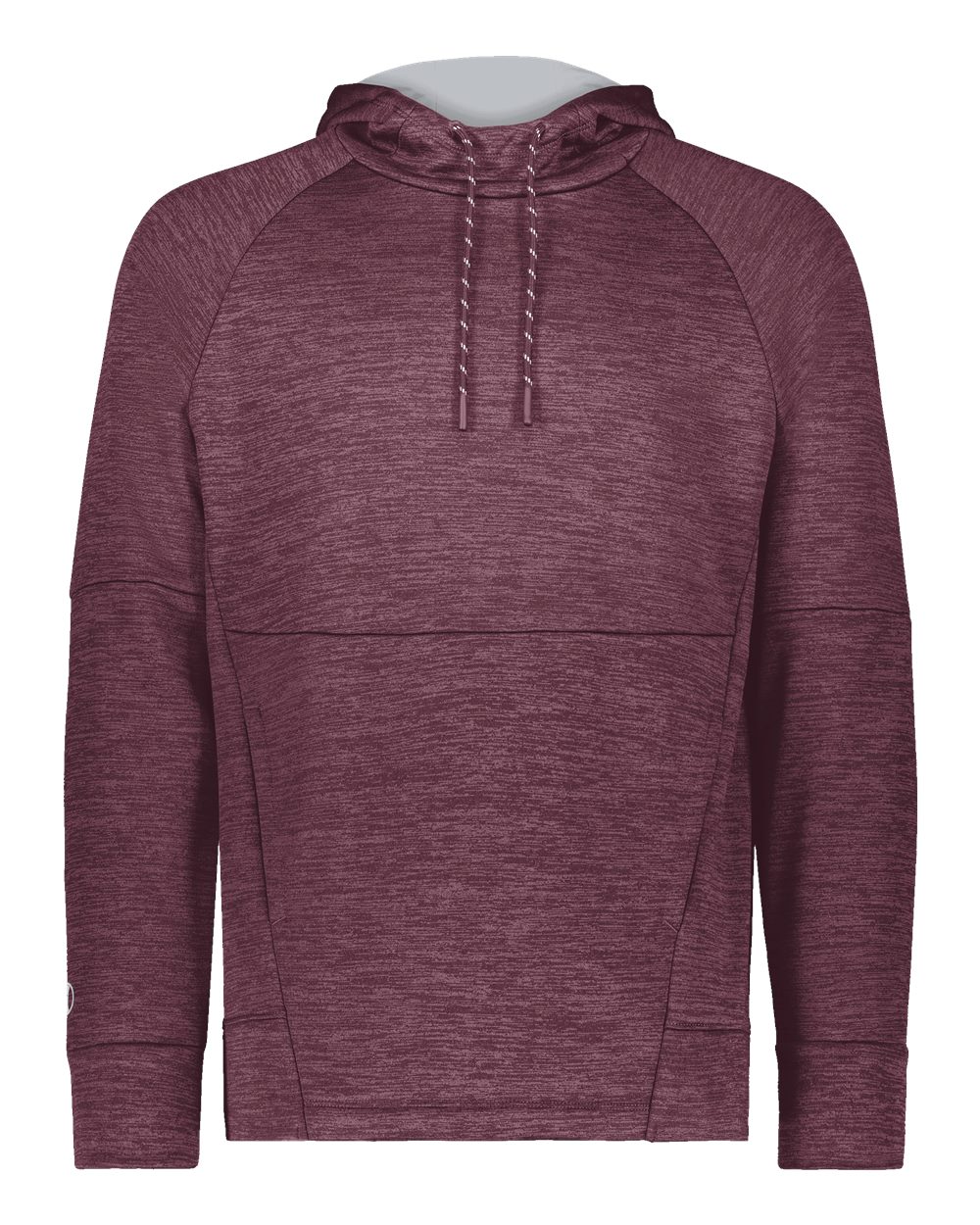 Holloway 223580 Men's All-Pro Performance Fleece Hooded Sweatshirt in Maroon Heather/ Silver
