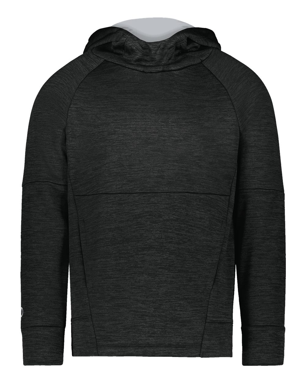 Holloway 223680 Youth All-Pro Performance Fleece Hooded Sweatshirt in Black Heather/ Silver