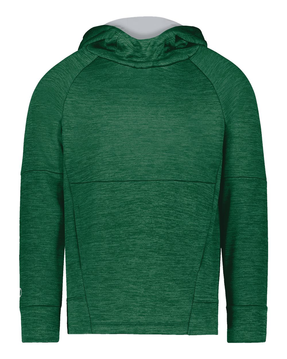 Holloway 223680 Youth All-Pro Performance Fleece Hooded Sweatshirt in Dark Green Heather/ Silver