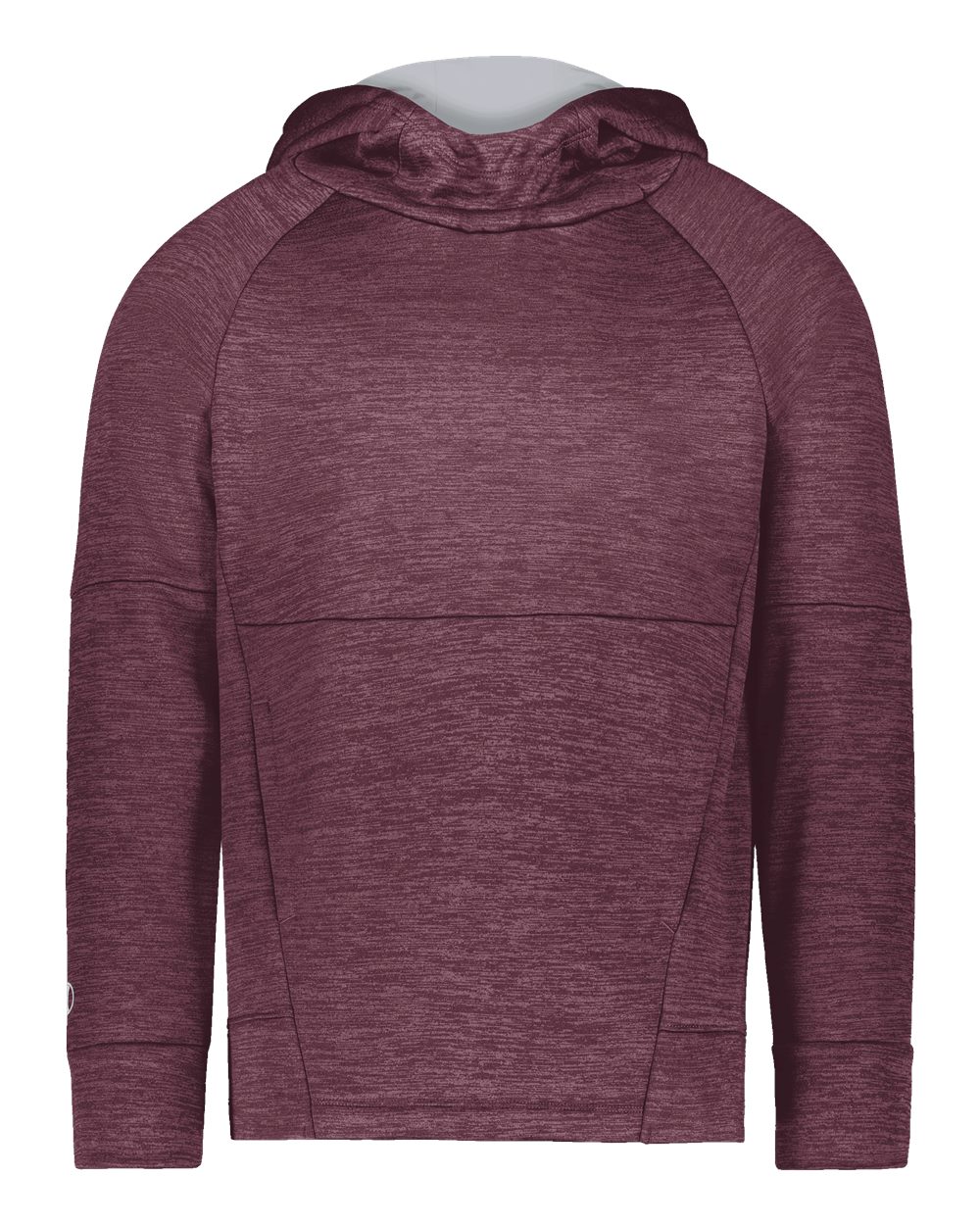 Holloway 223680 Youth All-Pro Performance Fleece Hooded Sweatshirt in Maroon Heather/ Silver