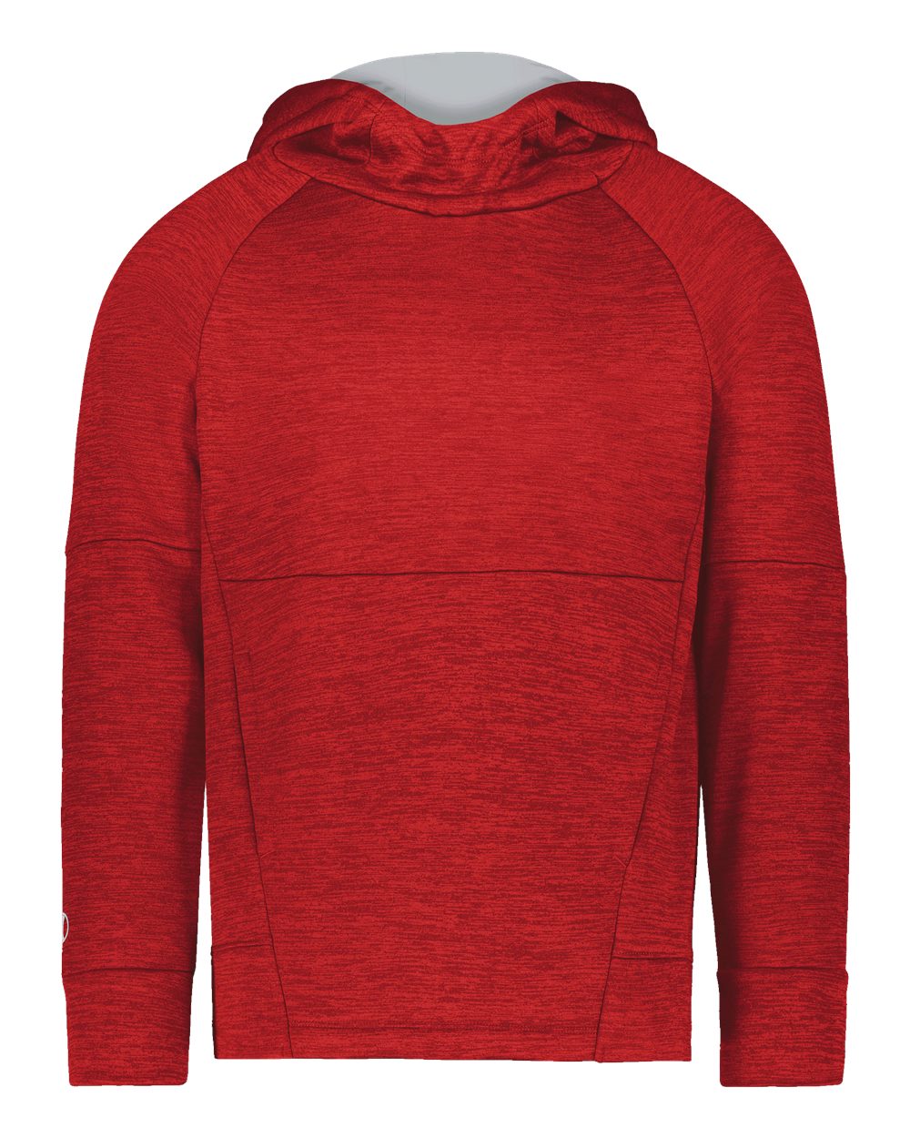 Holloway 223680 Youth All-Pro Performance Fleece Hooded Sweatshirt in Scarlet Heather/ Silver