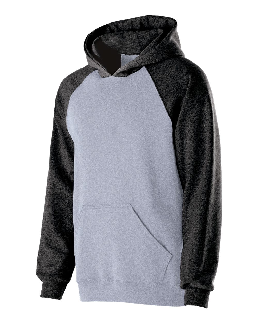 Holloway 229279 Youth Cotton/Poly Fleece Banner Hooded Sweatshirt in Athletic Heather/ Black