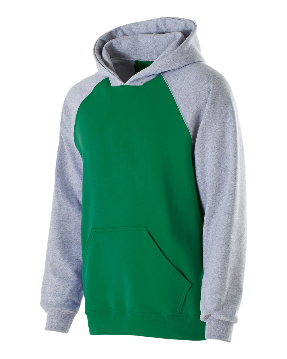Holloway 229279 Youth Cotton/Poly Fleece Banner Hooded Sweatshirt in Kelly/ Athletic Heather