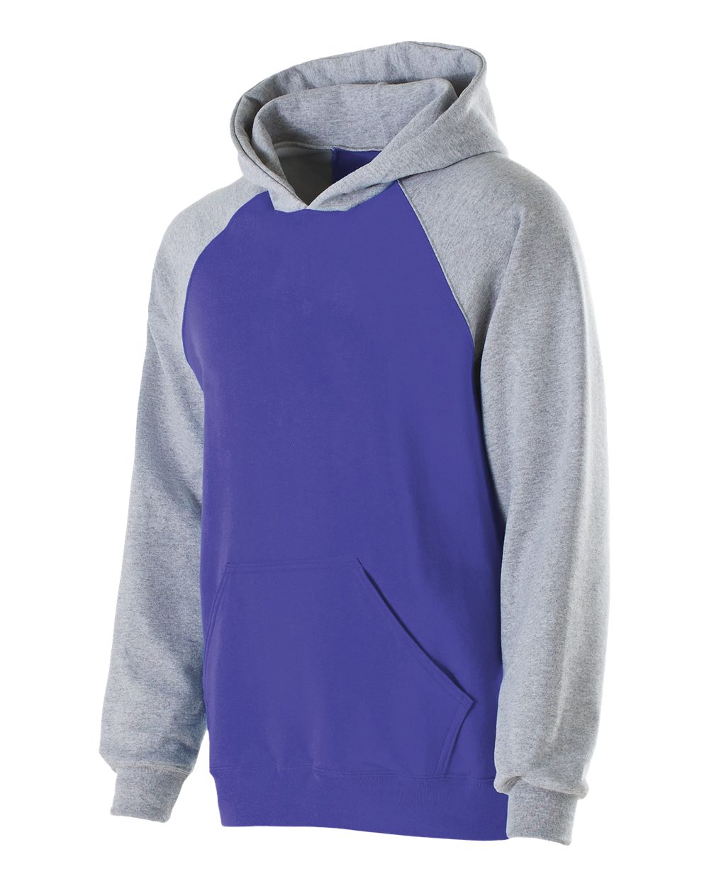 Holloway 229279 Youth Cotton/Poly Fleece Banner Hooded Sweatshirt in Purple/ Athletic Heather