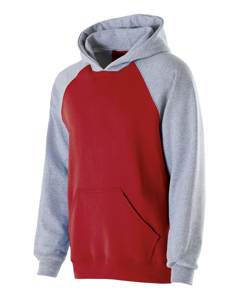 Holloway 229279 Youth Cotton/Poly Fleece Banner Hooded Sweatshirt in Red/ Athletic Heather