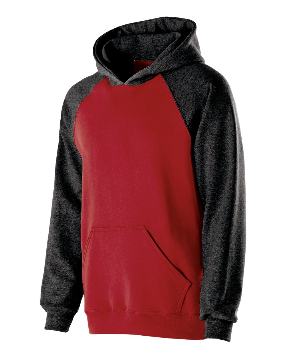 Holloway 229279 Youth Cotton/Poly Fleece Banner Hooded Sweatshirt in Red/ Black
