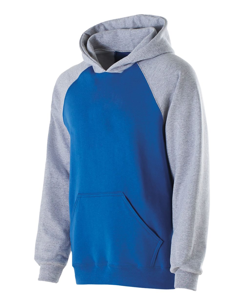 Holloway 229279 Youth Cotton/Poly Fleece Banner Hooded Sweatshirt in Royal/ Athletic Heather