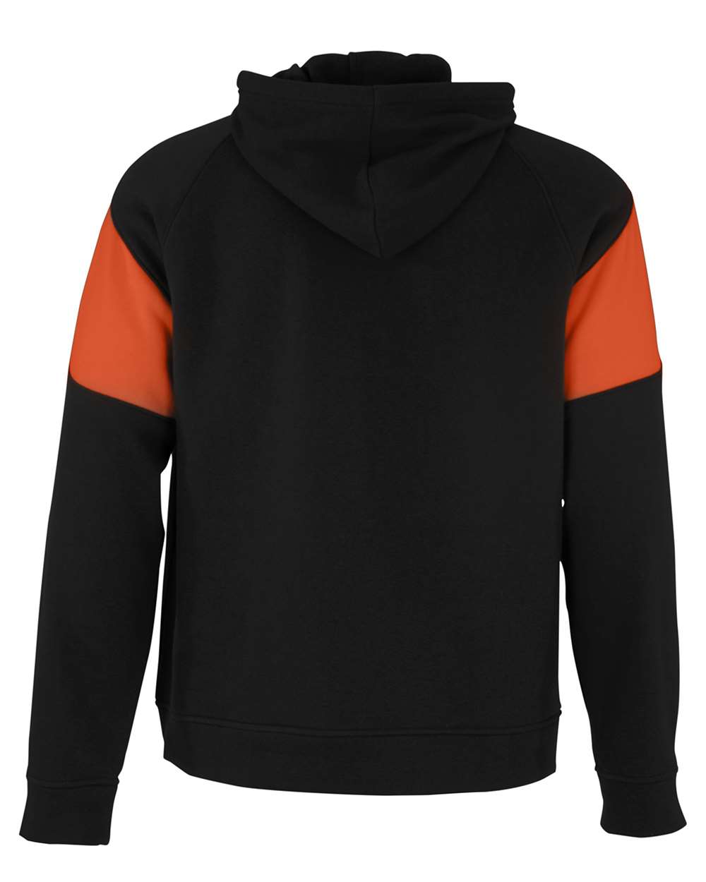 Holloway 229546 Unisex Athletic Fleece Prospect Hooded Sweatshirt in Black/ Orange, back