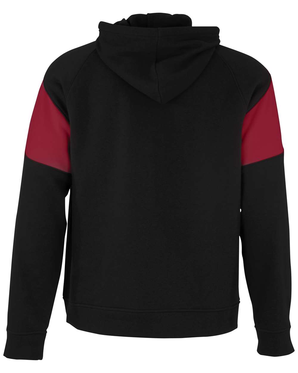 Holloway 229546 Unisex Athletic Fleece Prospect Hooded Sweatshirt in Black/ Scarlet, back